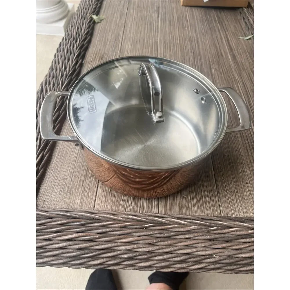 Viking Pro-Grade 4 Qt 3-Ply Copper Clad Stock Pot Stainless Interior + Glass Lid